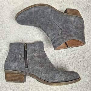 Lucky Brand Gray Suede Zip Ankle Booties